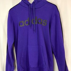 Adidas Purple & Black 3-Stripe Pullover Hooded Sweatshirt Hoodie Unisex Medium